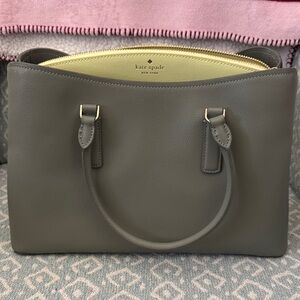 kate spade Gray Leather Tote with Yellow Interior
